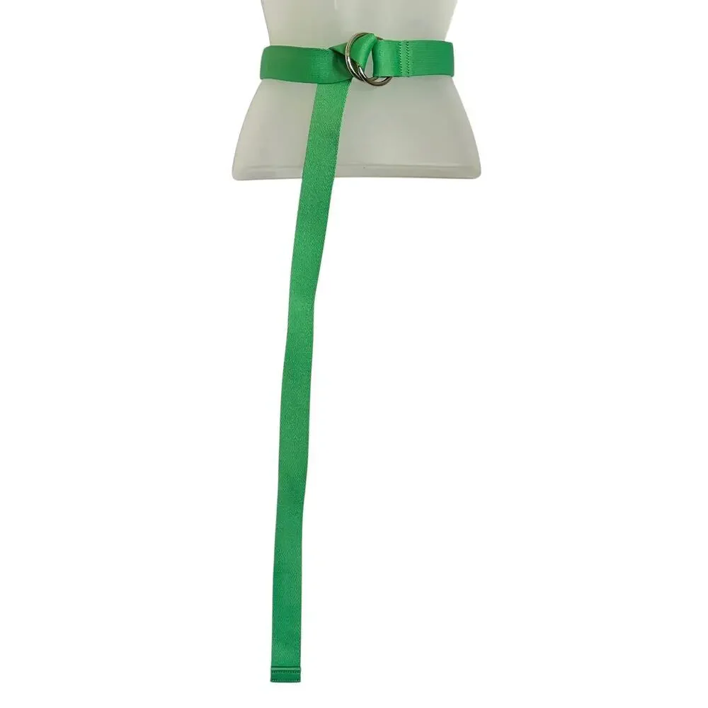 Ganni Island Green Webbing Double Ring Belt - One Size Fits Many